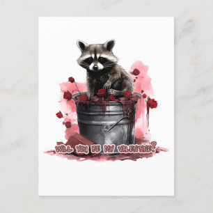 Raccoon Werden Sie mein Valentin? Postkarte