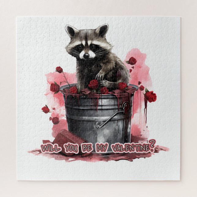 Raccoon Werden Sie mein Valentin? Puzzle (Vertikal)