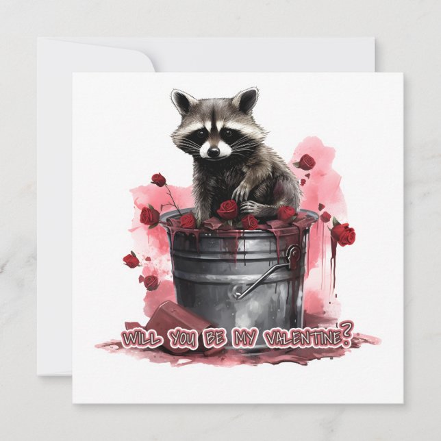 Raccoon Werden Sie mein Valentin? Save The Date (Vorderseite)