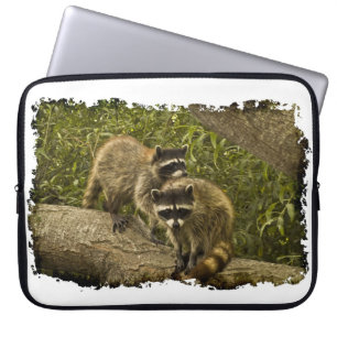 Raccoon White Edge Laptopschutzhülle