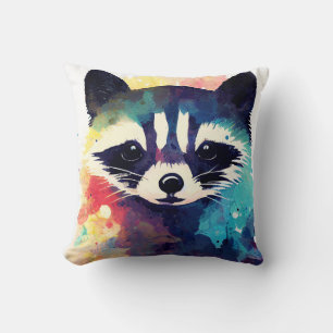 Raccoon Wild Nature Animal Color Malerei Kissen