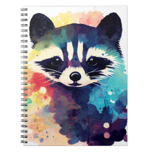 Raccoon Wild Nature Animal Color Malerei Notizblock