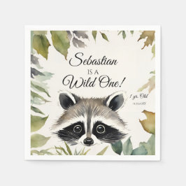 Raccoon Wild One Woodland Animal Birthday Party Serviette