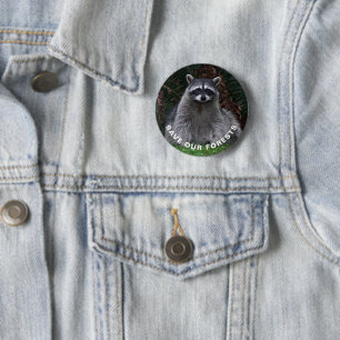 Raccoon Wildlife Foto Foservation Button