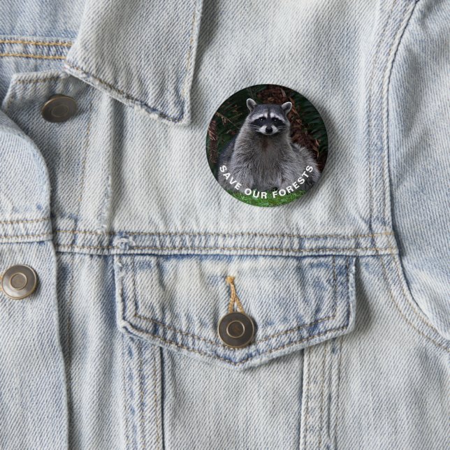 Raccoon Wildlife Foto Foservation Button (Beispiel)