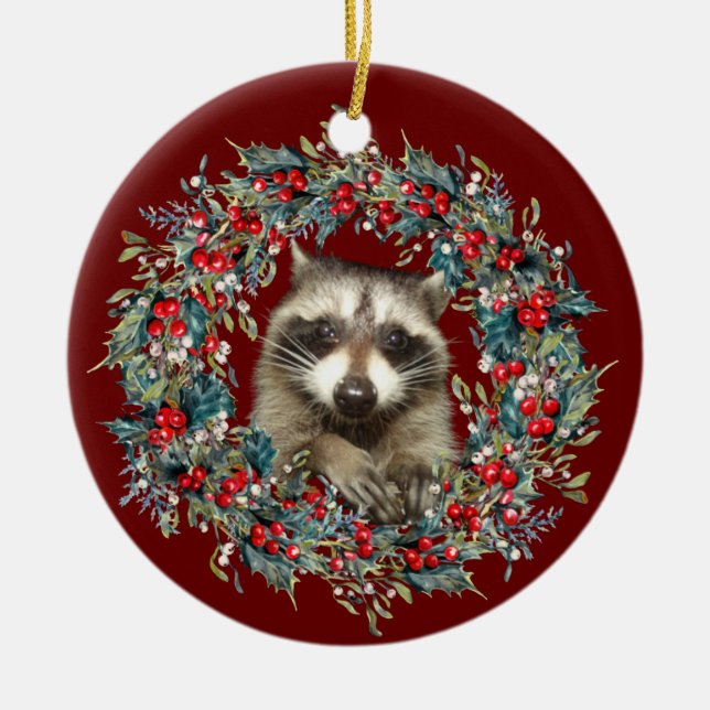Raccoon Wildlife Liebhaber Weihnachten Weihnachtsf Keramik Ornament (Vorne)
