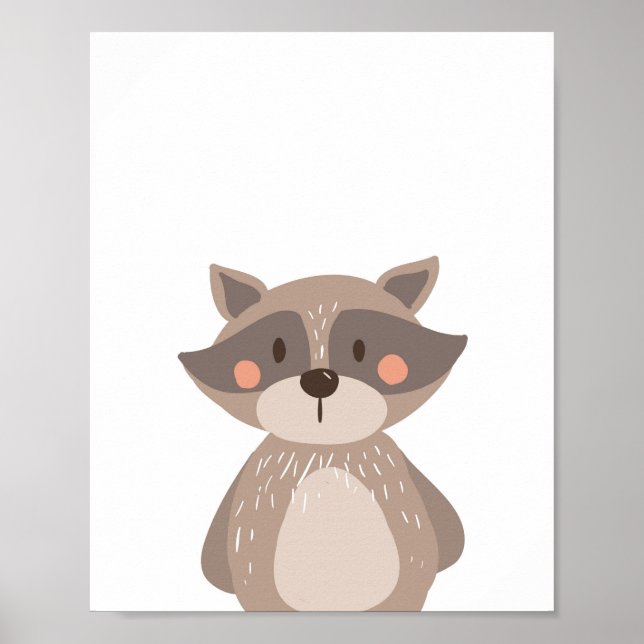 Raccoon Woodland Animal Kinderzimmer Wand an Wand  Poster (Vorne)