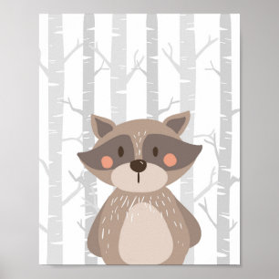 Raccoon Woodland Animal Kinderzimmer Wand an Wand  Poster