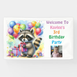 Raccoon Woodland Thema Geburtstag Personalisiert Banner