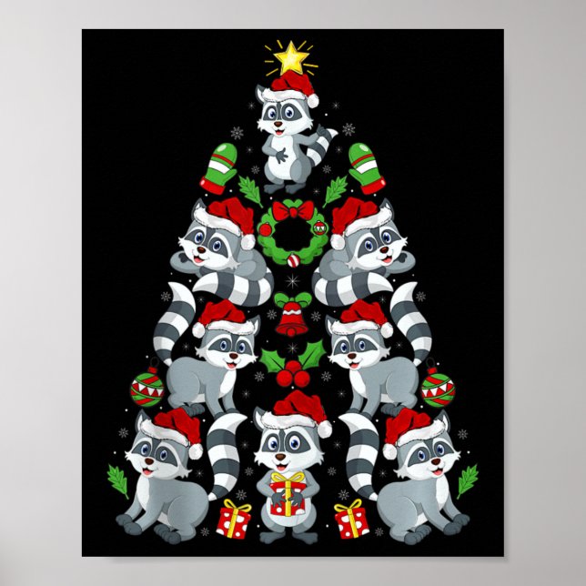 Raccoon Xmas Dekoration Weihnachtsmannmütze Raccoo (Vorne)
