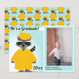 Raccoon Yellow Blue Abschluss Foto Ankündigung