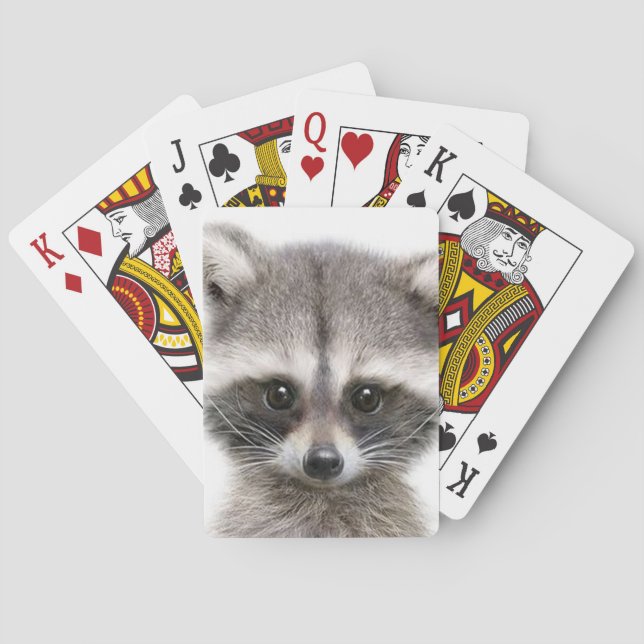 Raccoon zeichnend Figur auf Spielkarten (Rückseite)