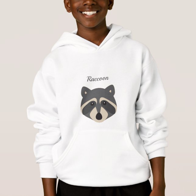Raccoon Zeichnend mit Namen Hoodie (Vorderseite)
