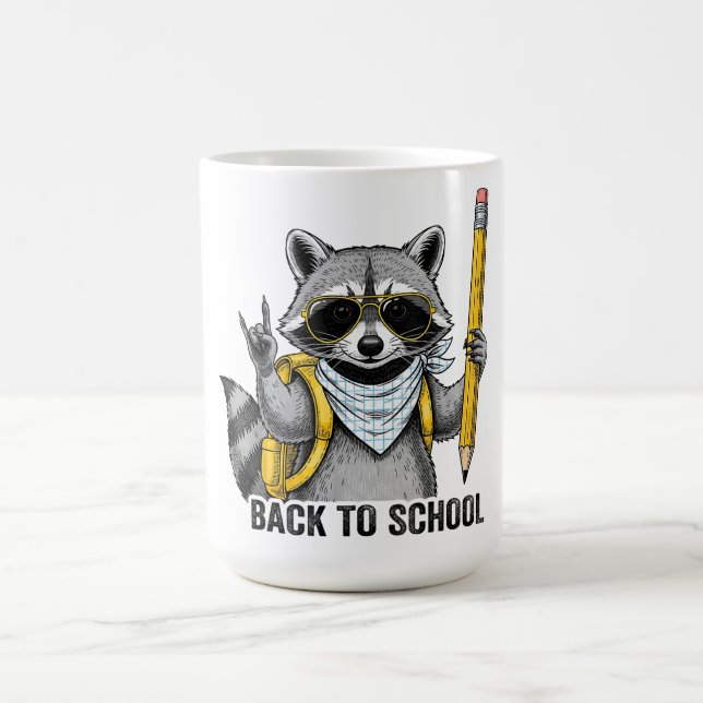 Raccoon Zurück in die Schule Funny Geschenke für K Kaffeetasse (Mittel)