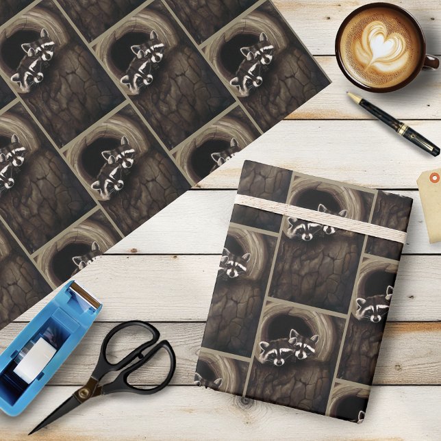 Raccoons Brown Niedlich Tree Geschenkpapier (Von Creator hochgeladen)