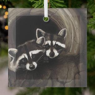 Raccoons Brown Niedlich Tree Ornament Aus Glas