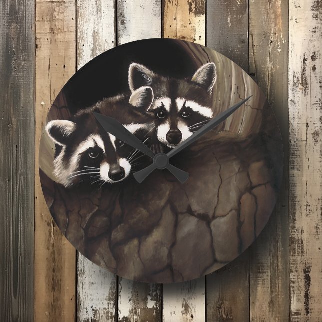 Raccoons Brown Niedlich Tree Runde Wanduhr (Von Creator hochgeladen)