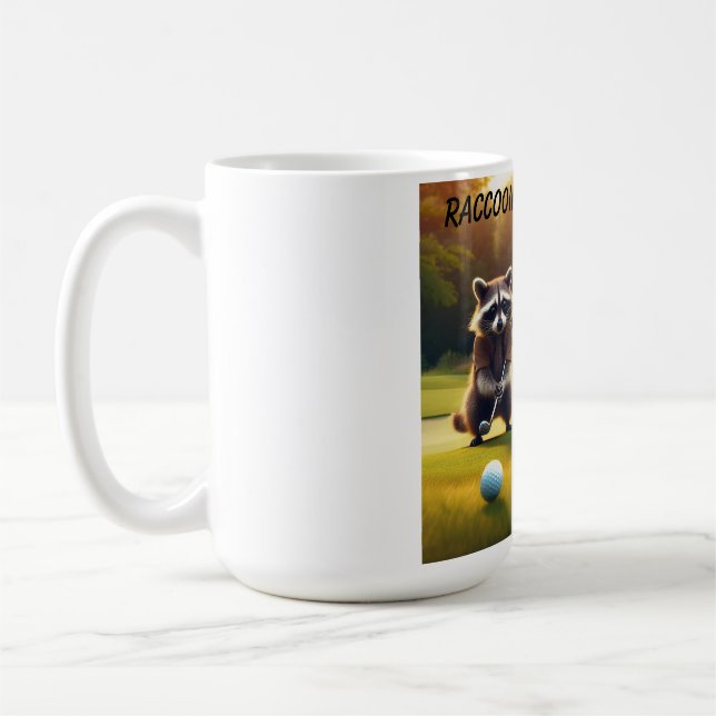 Raccoons Golf spielen Kaffeetasse (Links)