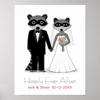 Raccoons Hochzeit Braut und Bräutigam mit eigenem