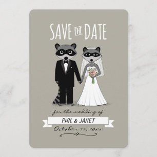 Raccoons Hochzeit speichern das Datum Save The Date