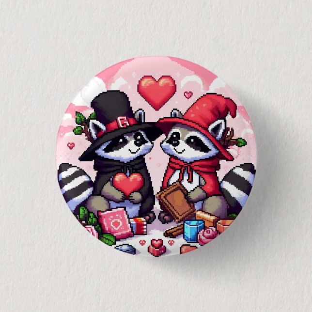 Raccoons in der Liebe Button (Vorderseite)