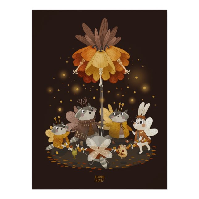 Raccoons Magie-Blume Poster (Vorderseite)