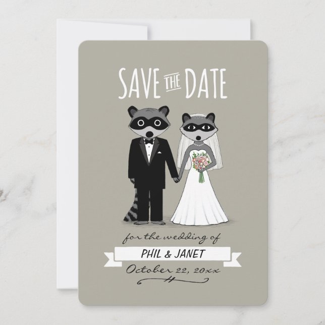 Raccoons Wedding Save the Date (Vorderseite)
