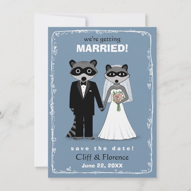 Raccoons Wedding Save the Date (Vorderseite)