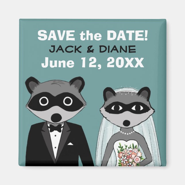Raccoons Wedding Save the Date Magnet (Vorne)