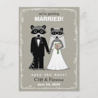 Raccoons Wedding Save the Date (Warm Gray)