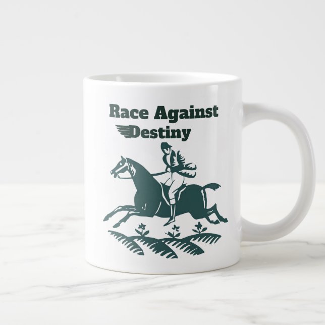 Race Against Destiny – Vintage Equestrian Graphic Jumbo-Tasse (Rechts)