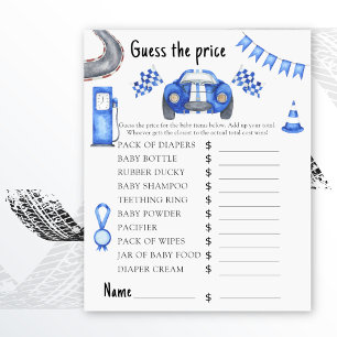Race Auto Babydusche Rate den Preis! Spiel