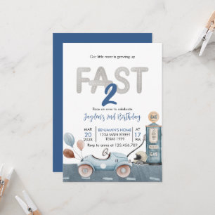Race Car 2. Racing 2 Fast Birthday Einladung