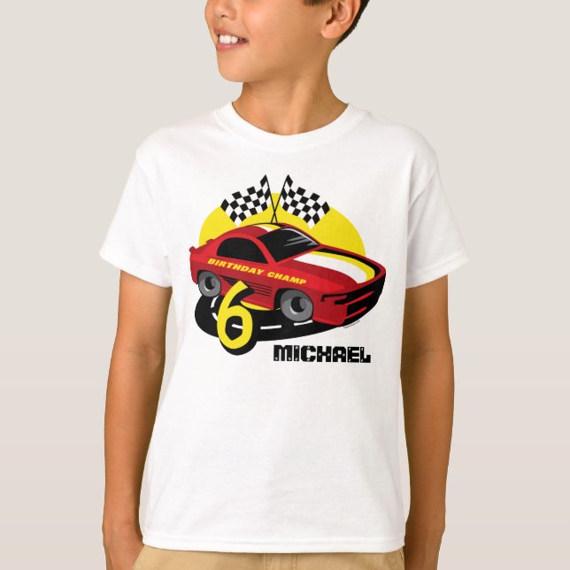 Race Car 6. Geburtstag Shirt (Vorderseite)