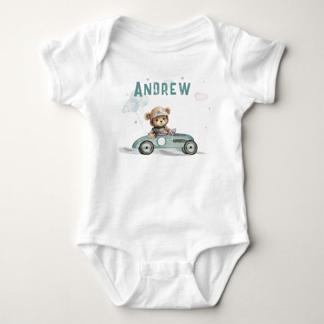 Race Car Baby Bear Strampler (Vorderseite)