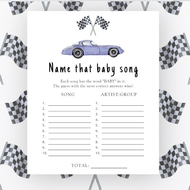 Race car baby Dusche Name that Baby Song (Von Creator hochgeladen)