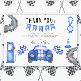 Race car Baby Dusche - vielen Dank Dankeskarte