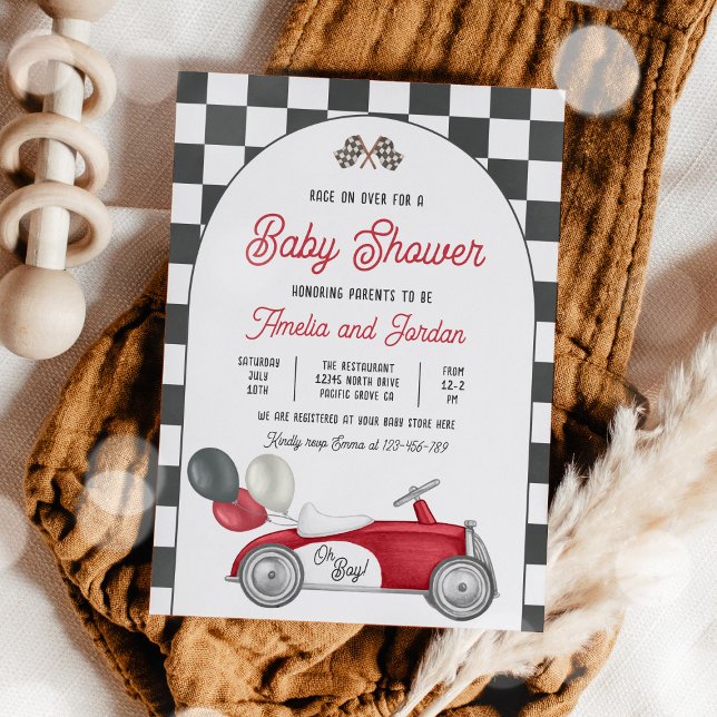 Race Car Baby Shower Boy Red Race Car Dusche Einladung (Von Creator hochgeladen)