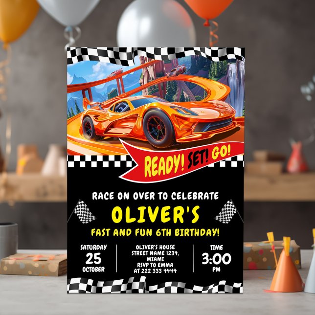 Race Car Birthday Bash Einladung (Von Creator hochgeladen)