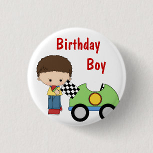 Race Car Birthday Boy Button