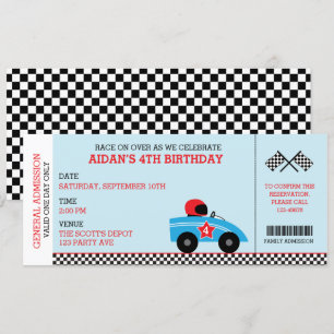 Race Car Birthday Einladungen Boarding Ticket