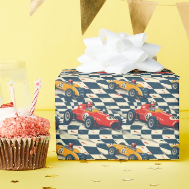 Race Car Birthday Gift Wrap Geschenkpapier (Geburtstagsparty)