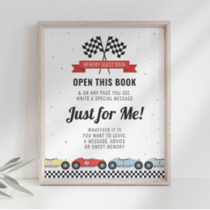 Race Car Birthday Guest Book Sign Poster