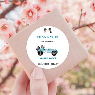 Race Car Birthday Party Classic Round Aufkleber