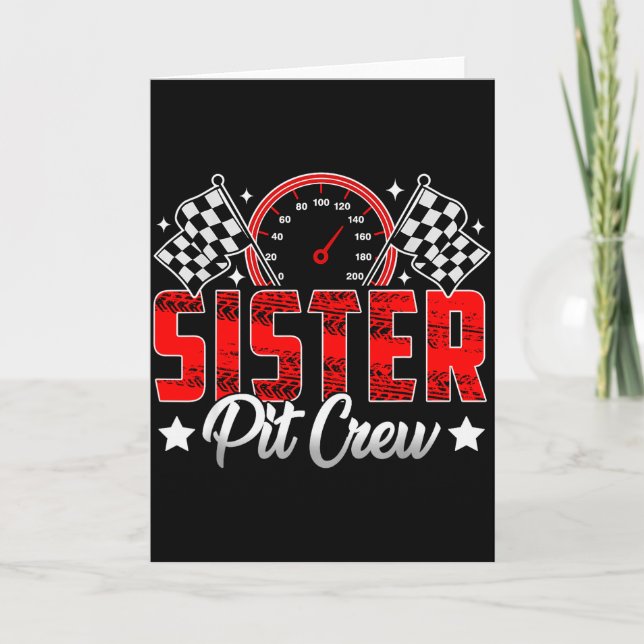Race Car Birthday Party Racing Family Sister T Cre Karte (Vorderseite)