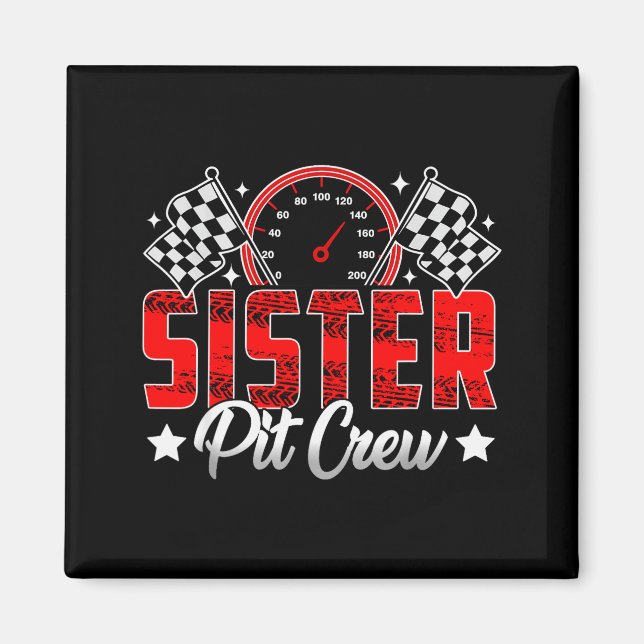 Race Car Birthday Party Racing Family Sister T Cre Magnet (Vorne)