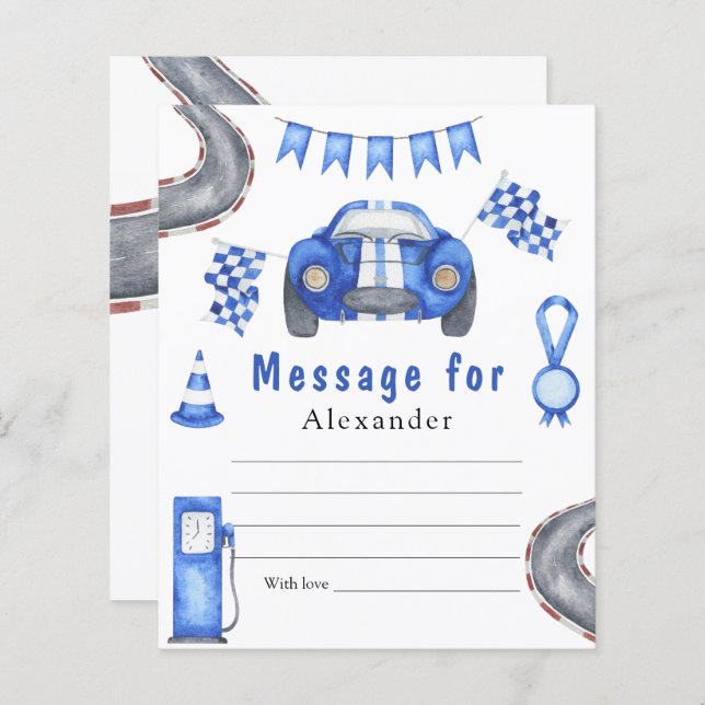 Race Car Birthday - Time Capsule Message (Vorne/Hinten)