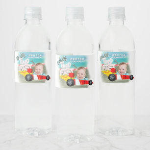 Race Car Birthday zwei schnell Wasserflaschenetikett