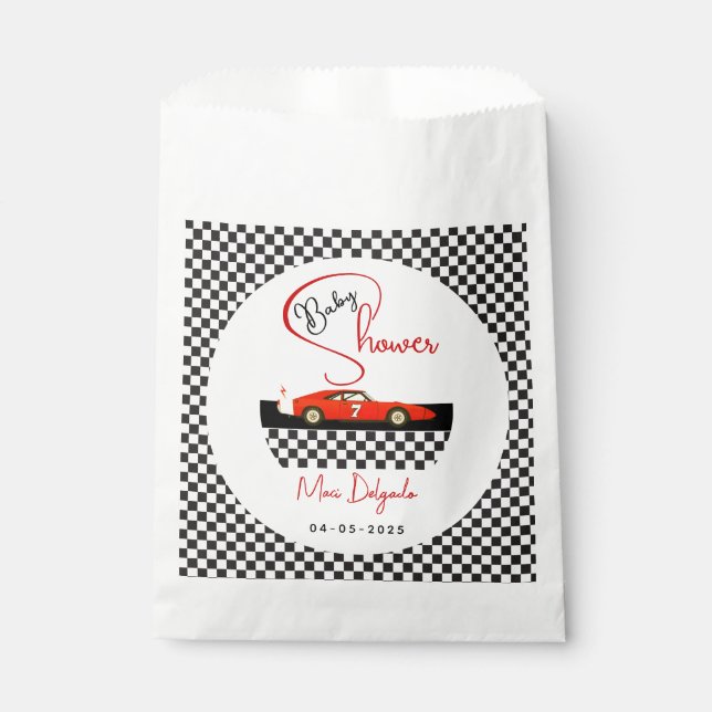 Race Car Boy Baby Shower | Little Racer Party Geschenktütchen (Vorderseite)