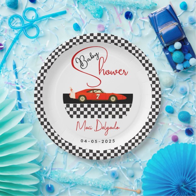 Race Car Boy Baby Shower | Little Racer Party Pappteller (Party)